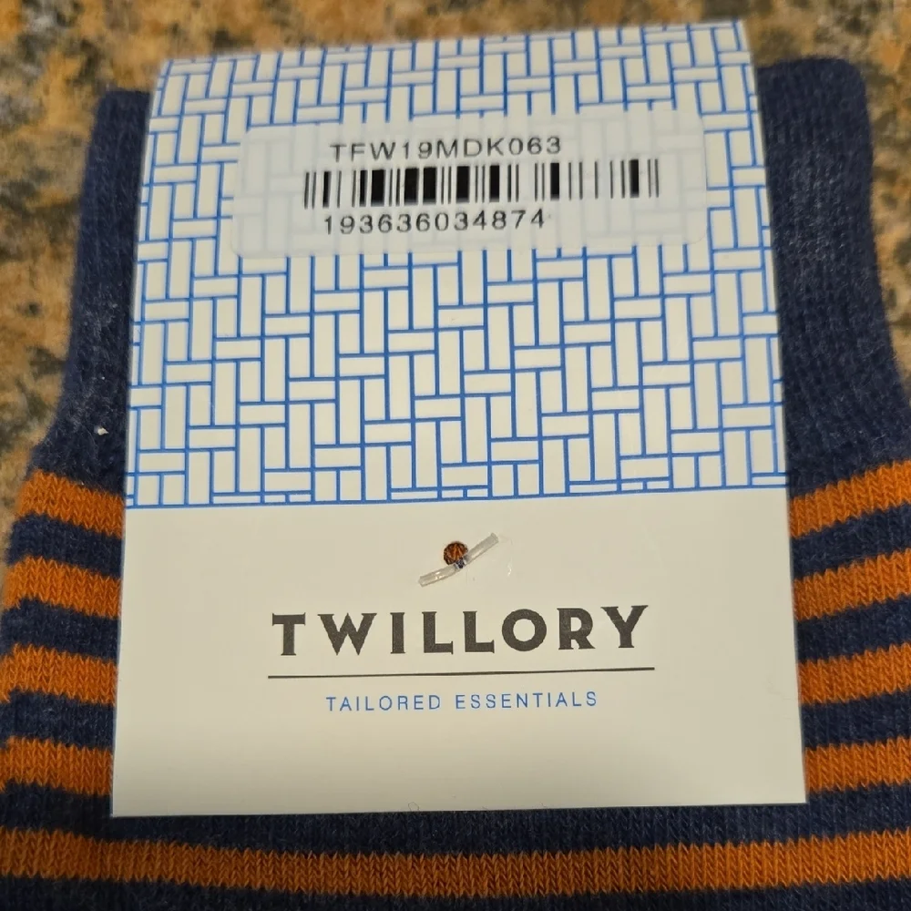 Men's Navy and Orange Striped Socks